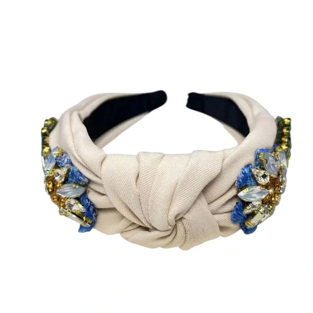 Rhinestone Floral Embroidered Headband